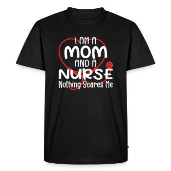 Funny I'm A Nurse And A Mom Nothing Scares Me - Men's Premium Organic T-Shirt - black - Front - Nico (187cm)
