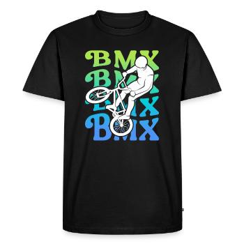 Vintage BMX Rider Stunts vélo vélo BMX garçons - T-shirt Premium bio Homme - noir - Devant - Nico (187cm)
