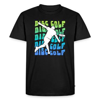 Disc Golf Disc Vintage Disc Golf Disc Golfer - Men's Premium Organic T-Shirt - black - Front - Nico (187cm)
