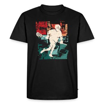 Joueur de crosse Raquette Ball Hommes Lacrosse - T-shirt Premium bio Homme - noir - Devant - Nico (187cm)