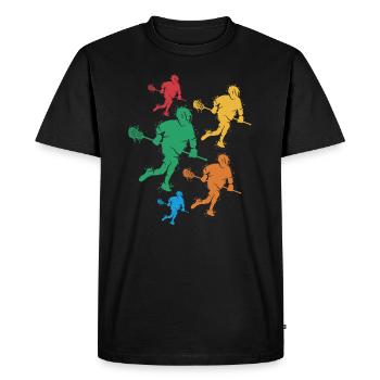 Joueur de crosse Raquette de balle Lacrosse - T-shirt Premium bio Homme - noir - Devant - Nico (187cm)