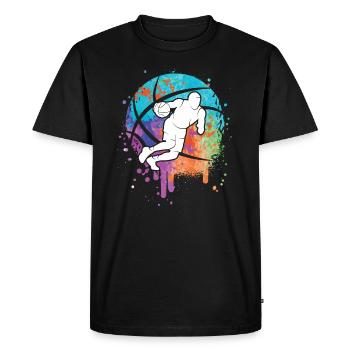 Joueurs de basket-ball Dribble Enfants Basket-ball Garçons - T-shirt Premium bio Homme - noir - Devant - Nico (187cm)