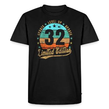 Mise à jour Level Up 32 Years Limited Edition Retro - T-shirt Premium bio Homme - noir - Devant - Nico (187cm)