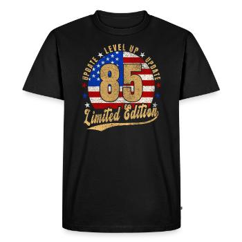 Mise à jour Level Up 85 Years Limited Edition USA - T-shirt Premium bio Homme - noir - Devant - Nico (187cm)