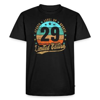 Mise à jour Level Up 29 Ans Édition Limitée Rétro - T-shirt Premium bio Homme - noir - Devant - Nico (187cm)
