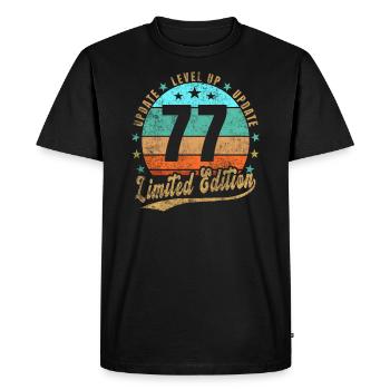 Mise à jour Level Up 77 ans Édition Limitée Rétro - T-shirt Premium bio Homme - noir - Devant - Nico (187cm)