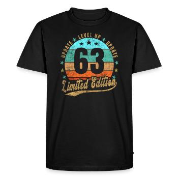 Mise à jour Level Up 63 Ans Édition Limitée Rétro - T-shirt Premium bio Homme - noir - Devant - Nico (187cm)