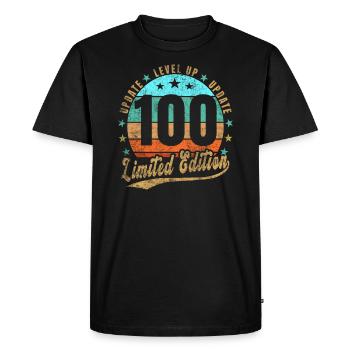 Mise à jour Level Up 100 Years Limited Edition Retro - T-shirt Premium bio Homme - noir - Devant - Nico (187cm)
