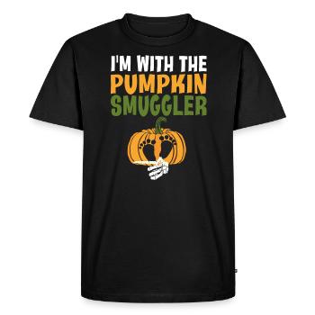 Je suis avec le contrebandier de citrouilles Grossesse d’Halloween - T-shirt Premium bio Homme - noir - Devant - Nico (187cm)