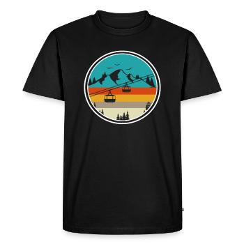 Cable car Gondola Aerial cableway in front of Bergen - Men's Premium Organic T-Shirt - black - Front - Nico (187cm)
