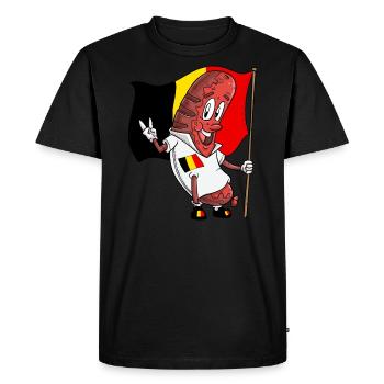 Bratwurst de porc belge - T-shirt Premium bio Homme - noir - Devant - Nico (187cm)