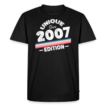 Unique depuis 2007 Edition Anniversaire Millésime 2007 - T-shirt Premium bio Homme - noir - Devant - Nico (187cm)