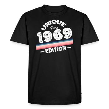 Unique depuis 1969 Edition Anniversaire Millésime 1969 - T-shirt Premium bio Homme - noir - Devant - Nico (187cm)