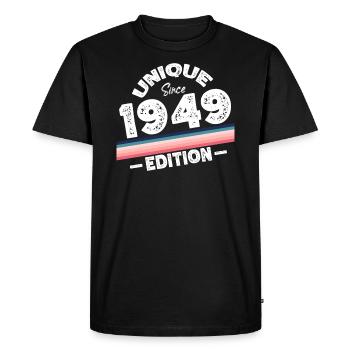 Unique depuis 1949 Edition Anniversaire Millésime 1949 - T-shirt Premium bio Homme - noir - Devant - Nico (187cm)