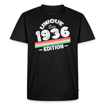 Unique depuis 1936 Edition Anniversaire Millésime 1936 - T-shirt Premium bio Homme - noir - Devant - Nico (187cm)