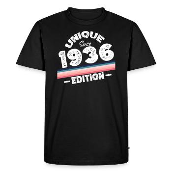 Unique depuis 1936 Edition Anniversaire Millésime 1936 - T-shirt Premium bio Homme - noir - Devant - Nico (187cm)