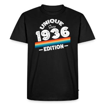 Unique depuis 1936 Edition Anniversaire Millésime 1936 - T-shirt Premium bio Homme - noir - Devant - Nico (187cm)