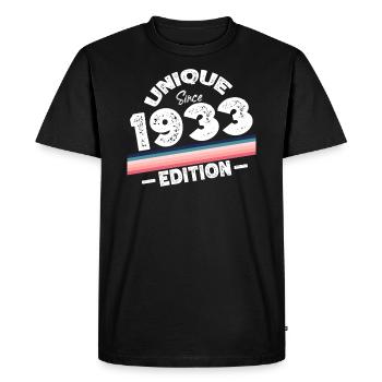 Unique depuis 1933 Edition Anniversaire Millésime 1933 - T-shirt Premium bio Homme - noir - Devant - Nico (187cm)