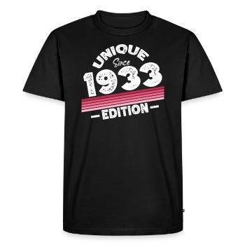 Unique depuis 1933 Edition Anniversaire Millésime 1933 - T-shirt Premium bio Homme - noir - Devant - Nico (187cm)