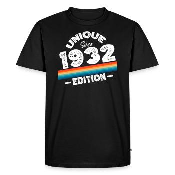 Unique depuis 1932 Edition Anniversaire Millésime 1932 - T-shirt Premium bio Homme - noir - Devant - Nico (187cm)