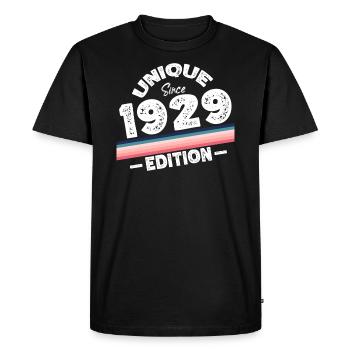 Unique depuis 1929 Edition Anniversaire Millésime 1929 - T-shirt Premium bio Homme - noir - Devant - Nico (187cm)