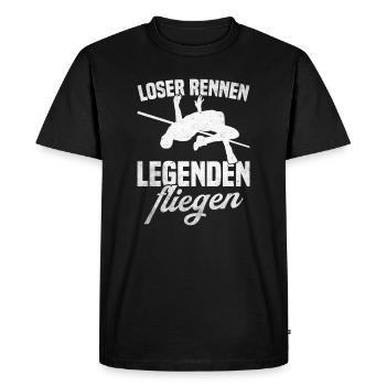 Saut en hauteur - Les perdants courent Les légendes volent - T-shirt Premium bio Homme - noir - Devant - Nico (187cm)