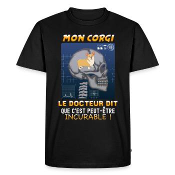 Chien Corgi radiographie Citation Marrante Docteur - T-shirt Premium bio Homme - noir - Devant - Nico (187cm)