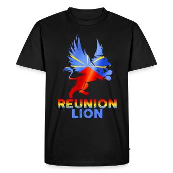Drapeau La réunion Lion Fierté et Puissance - T-shirt Premium bio Homme - noir - Devant - Nico (187cm)