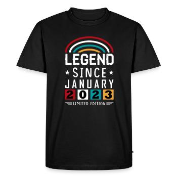 2023 Légende depuis cadeau d’anniversaire Janvier - T-shirt Premium bio Homme - noir - Devant - Nico (187cm)