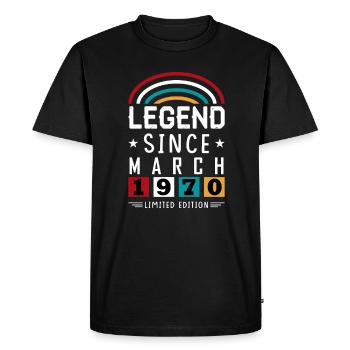 1970 Legend Since Birthday Gift March - Men's Premium Organic T-Shirt - black - Front - Nico (187cm)