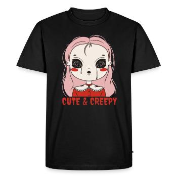 Creepy Girl - Cute & Creepy - Halloween - Men's Premium Organic T-Shirt - black - Front - Nico (187cm)