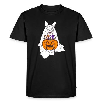 Husky Ghost Pumpkin Lantern Halloween - Men's Premium Organic T-Shirt - black - Front - Nico (187cm)