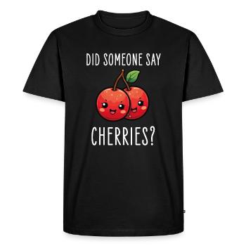 Cerises Kawaii - T-shirt Premium bio Homme - noir - Devant - Nico (187cm)