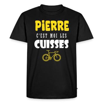 Pierre vélo c est moi les cuisses humour velo - T-shirt Premium bio Homme - noir - Devant - Nico (187cm)