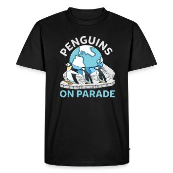 Funny Antarctic Penguins On Parade Wildlife - Men's Premium Organic T-Shirt - black - Front - Nico (187cm)