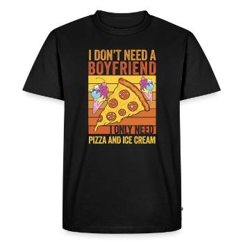 Pizza et crème glacée : mes vrais amours - T-shirt Premium bio Homme - noir - Devant - Nico (187cm)