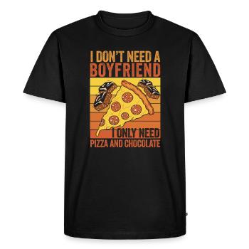Pizza et chocolat : mes vrais amours - T-shirt Premium bio Homme - noir - Devant - Nico (187cm)