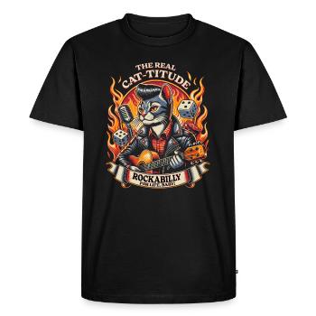 Rockabilly Cat-titude Musique rétro vintage - T-shirt Premium bio Homme - noir - Devant - Nico (187cm)