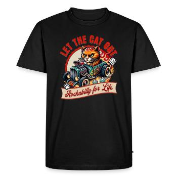 Let the cat out - Rockabilly Music Hotrod Retro - Men's Premium Organic T-Shirt - black - Front - Nico (187cm)