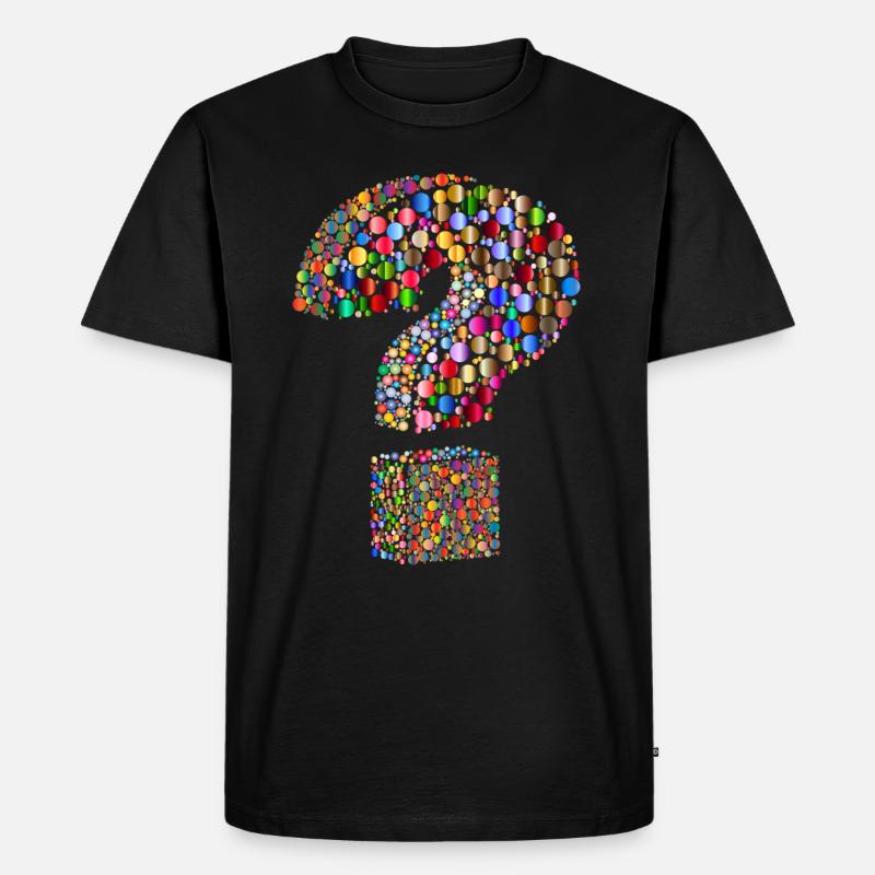 Regenbogenfarbenes Fragezeichen - Männer Premium Bio T-Shirt - Schwarz