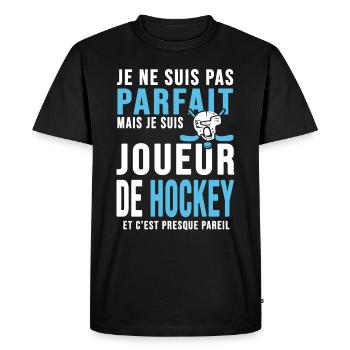 Hockey joueur parfait humour Hockey sur glace - T-shirt Premium bio Homme - noir - Devant - Nico (187cm)