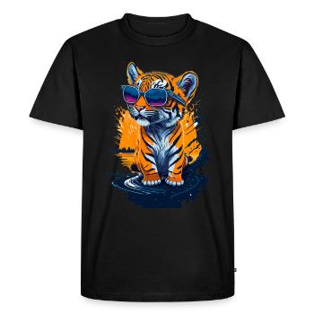 Mignon bébé tigre - T-shirt Premium bio Homme - noir - Devant - Nico (187cm)