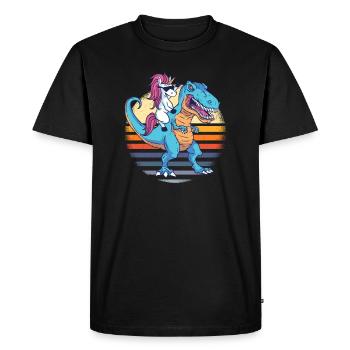 Licorne sur un Dino « Licorne Taxi » cadeau - T-shirt Premium bio Homme - noir - Devant - Nico (187cm)