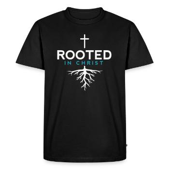 Deep in Jesus rooted - Christian - Men's Premium Organic T-Shirt - black - Front - Nico (187cm)