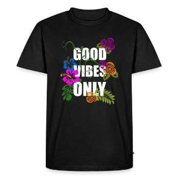 Good Vibes Only Spring Summer Flowers | Gift - Men's Premium Organic T-Shirt - black - Front - Nico (187cm)