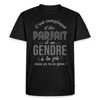 Gendre parfait cadeau humour gendre beau fils - T-shirt Premium bio Homme - noir - Devant - Nico (187cm)