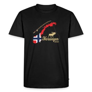 Norway 2022 Fjord Fishing Scandinavia Motifs - Men's Premium Organic T-Shirt - black - Front - Nico (187cm)