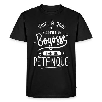 pétanque Bogosse joueur de boules fan de petanque - T-shirt Premium bio Homme - noir - Devant - Nico (187cm)