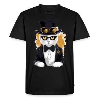 Micky the chic cat - Men's Premium Organic T-Shirt - black - Front - Nico (187cm)