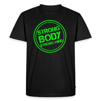 Un corps fort - un esprit fort - T-shirt Premium bio Homme - noir - Devant - Nico (187cm)